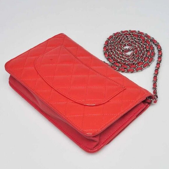 Chanel Pink Quilted Patent Leather Classic WOC Clutch Bag - Picture 11 of 12